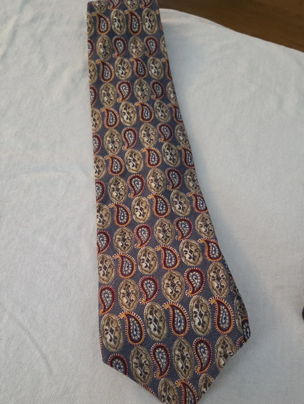 Karl Lagerfeld Navy Paisley Tie with Brown and Red Accents